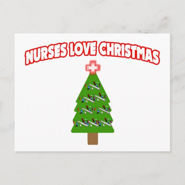 Nurses Love Christmas Holiday Postcard (Front)