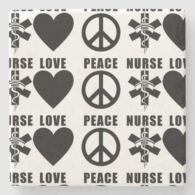 Nurses Love Peace Stone Coaster (Front)