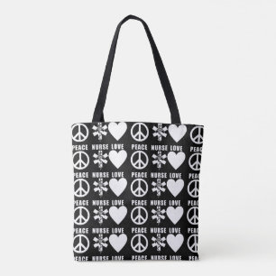 Nurses Love Peace Tote Bag
