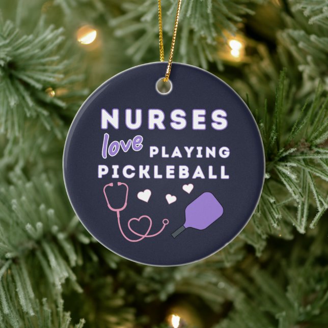 Nurses Love Playing Pickleball Ceramic Ornament (Tree)