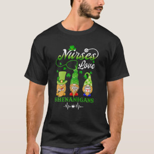 Nurses Love Shenanigans, Funny Gnomes St. Patrick' T-Shirt