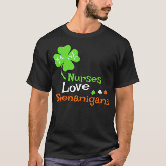 Nurses Love Shenanigans Funny St Patricks Day Nurs T-Shirt