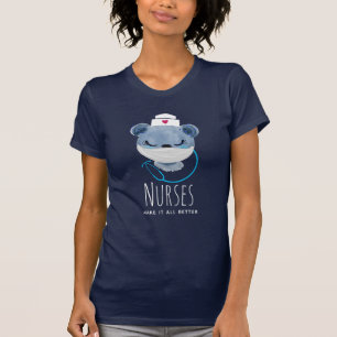 Nurses Make it all Better Masked Bear Illustration T-Shirt