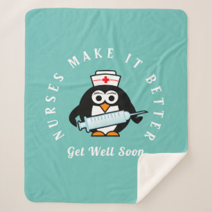 Nurses make it better get well soon fleece blanket