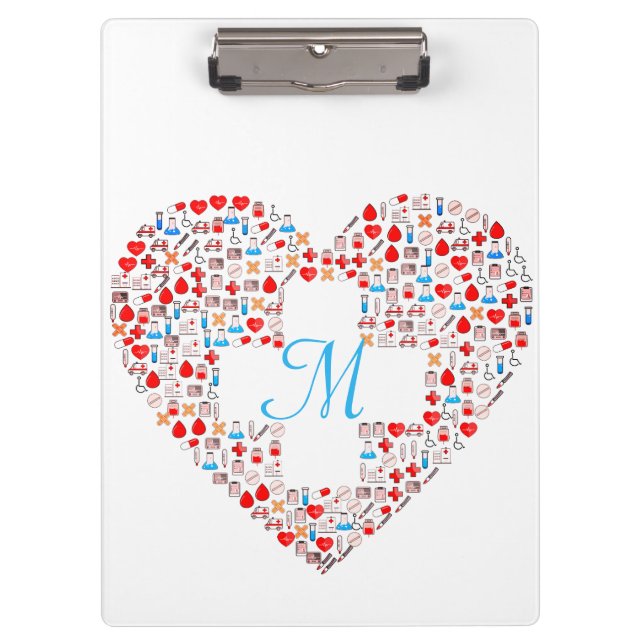 Nurse's medical heart collage clipboard (Front)