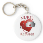 Nurses Name Nurse Heart Button Keychain