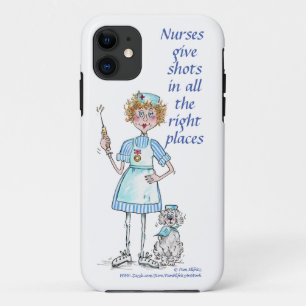 Nurses, needle and poodle giving vaccinations iPhone 11 case