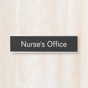 Nurse's Office Black and White Text Template Door Sign