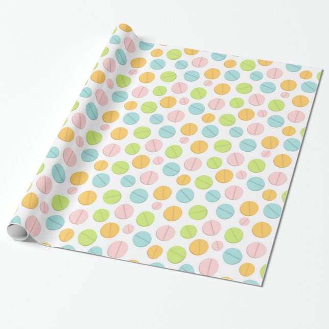 Nurses Pill Theme Wrapping Paper (Unrolled)