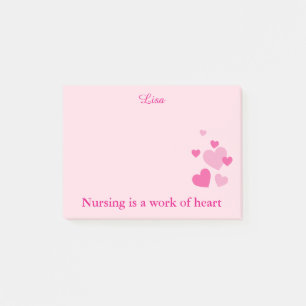 Nurses pink hearts post-it notes