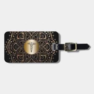 Nurses RN LPN Nursing Medical Caduceus Symbol Gold Luggage Tag