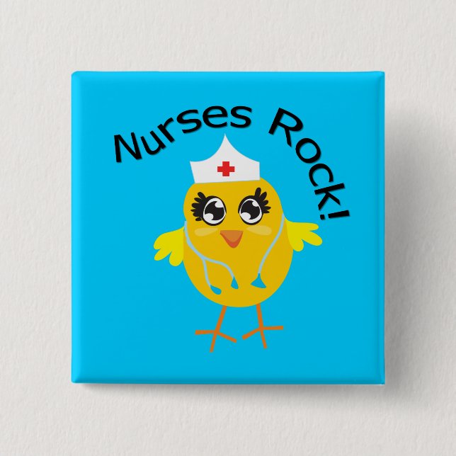 Nurses Rock 15 Cm Square Badge (Front)