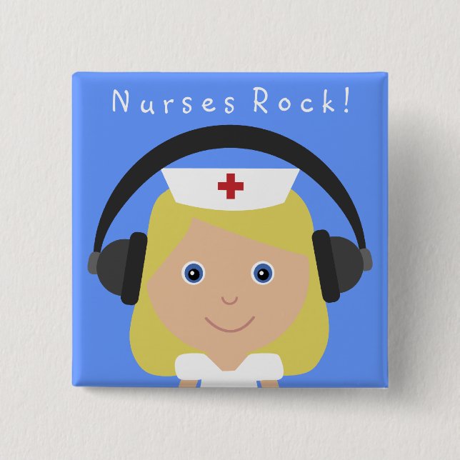Nurses Rock! 15 Cm Square Badge (Front)