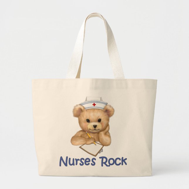 Nurses Rock Large Tote Bag (Front)