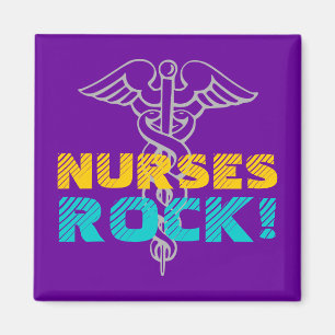 Nurses Rock! Magnet with caduceus symbol