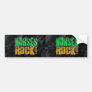 Nurses Rock, Orange and Green Fun Bumper Sticker