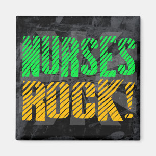 Nurses Rock, Orange and Green Fun Magnet