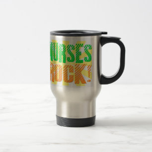Nurses Rock, Orange and Green Fun Travel Mug