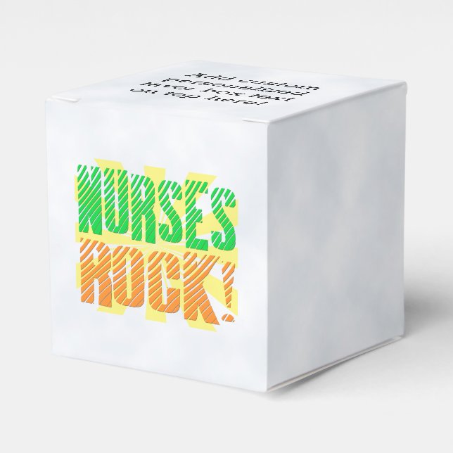 Nurses Rock, Orange/Green Fun Nurse Favour Box (Front Side)