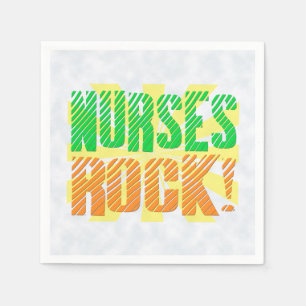 Nurses Rock, Orange/Green Fun Nurse Napkin