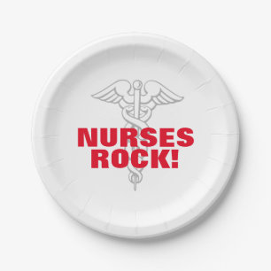 NURSES ROCK paper party plates for nursing week