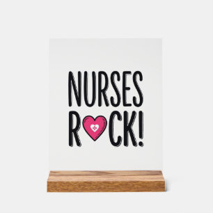 Nurses Rock Vintage Nurse Heart Vector Design_1 Acrylic Sign