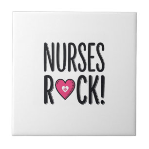 Nurses Rock Vintage Nurse Heart Vector Design_1 Ceramic Tile