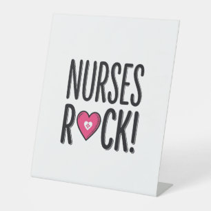 Nurses Rock Vintage Nurse Heart Vector Design_1 Pedestal Sign