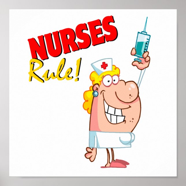 nurses rule cute cartoon nurse poster (Front)