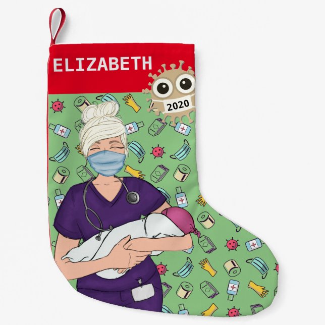 Nurses Station Christmas Decorations Small Christmas Stocking (Front)