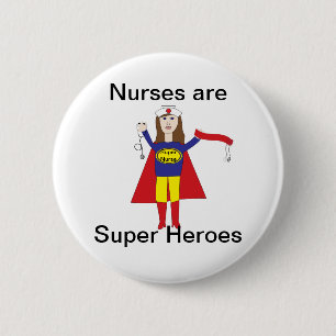 Nurses Super Heroes (Brunette) 6 Cm Round Badge