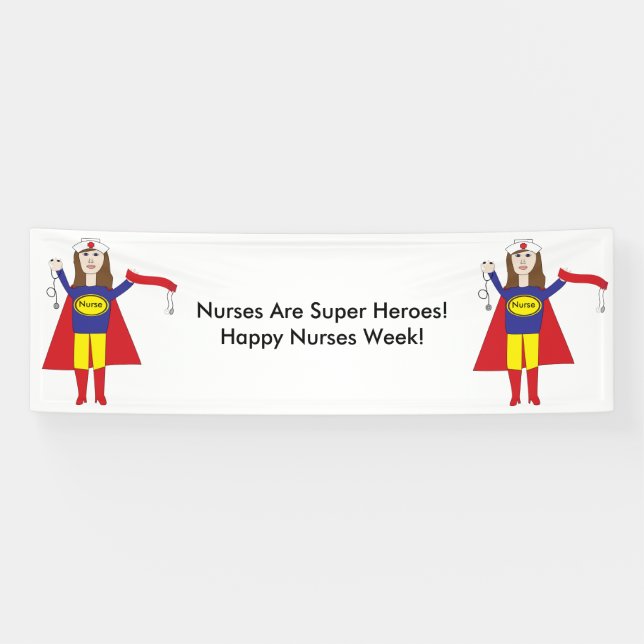 Nurses Super Heroes (Brunette) Personalise Banner (Horizontal)
