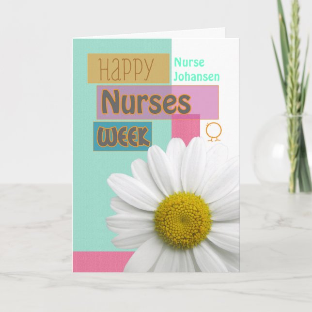 Nurses Week Customise Nurse Name Daisy Scrapbook M Thank You Card (Front)