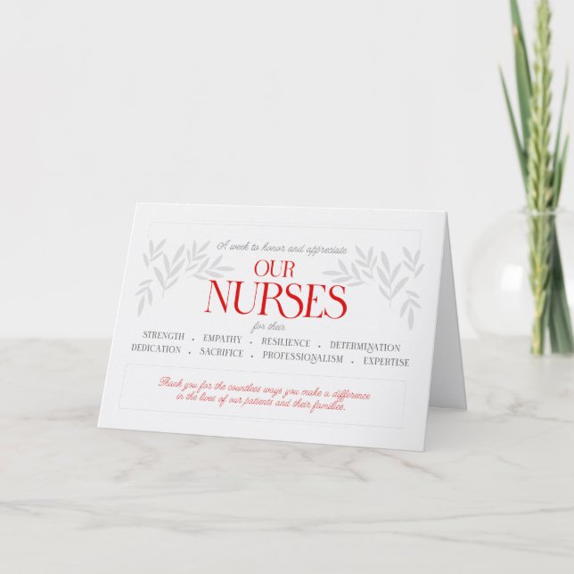 Nurses Week Honouring and Appreciating Nurses Holiday Card (Front)