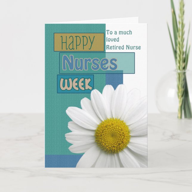Nurses Week Retired Nurse Daisy Scrapbook Modern C Card (Front)