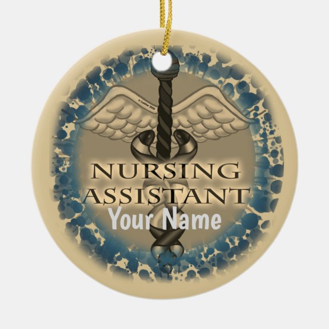Nursing Assistant Caduceus Ceramic Ornament (Front)