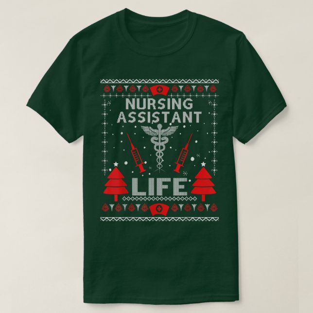Nursing Assistant Ugly Christmas Sweaters Matching (Design Front)
