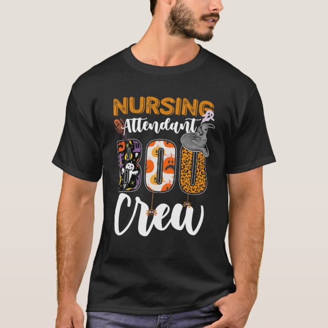 Nursing Attendant Boo Crew Halloween Matching T-Shirt (Front)