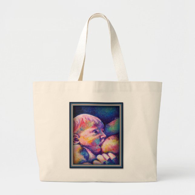 Nursing Baby  Large Tote Bag (Front)