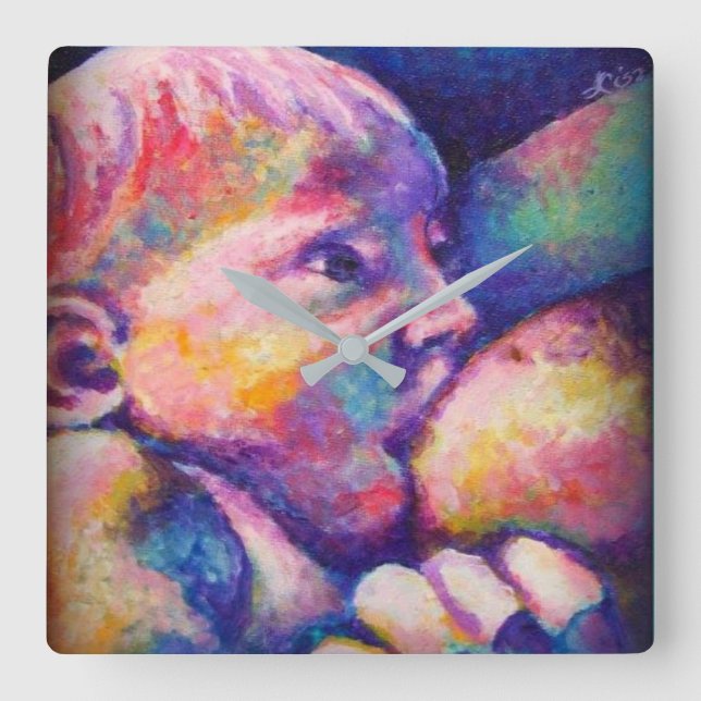 Nursing Baby  Square Clock (Front)