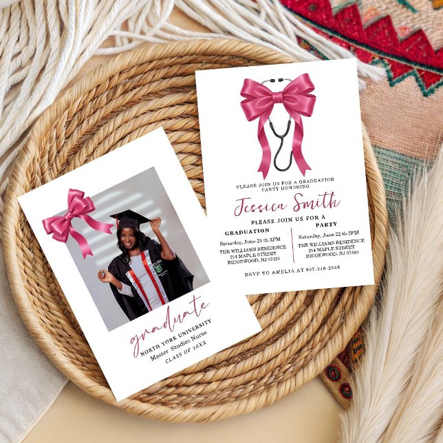 Nursing Bow Graduation Party Invitation 2026, (Creator Uploaded)