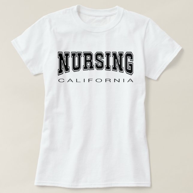 nursing CALIFORNIA black college graphic T-Shirt (Design Front)