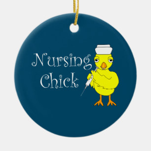 Nursing Chick Text Ceramic Ornament
