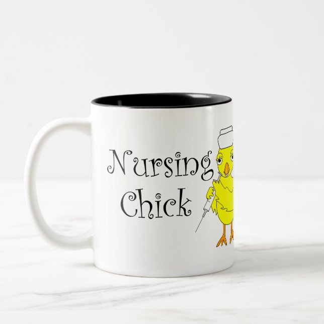 Nursing Chick Text Two-Tone Coffee Mug (Left)
