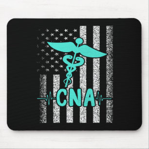 Nursing Cna Certified Nurse Istant American Flag V Mouse Pad