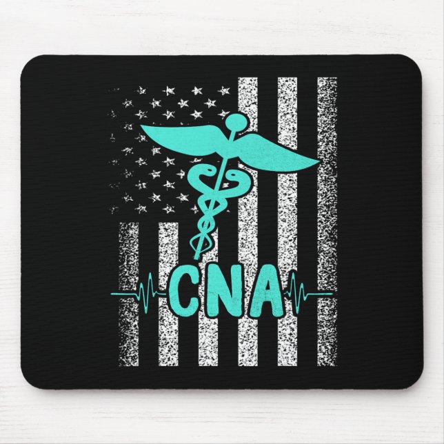 Nursing Cna Certified Nurse Istant American Flag V Mouse Pad (Front)