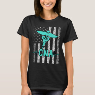 Nursing Cna Certified Nurse Istant American Flag V T-Shirt
