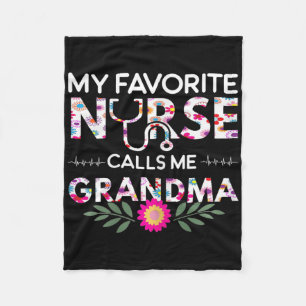Nursing Design My Favourite Nurse Calls Me Grandma Fleece Blanket