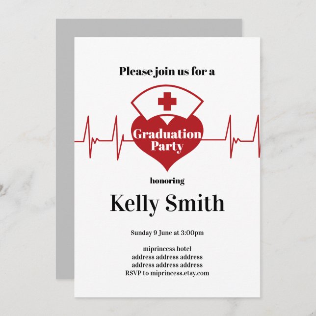 Nursing Graduation Party Invitation (Front/Back)