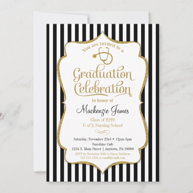 Nursing Graduation Party Invitation Nurse School (Front)